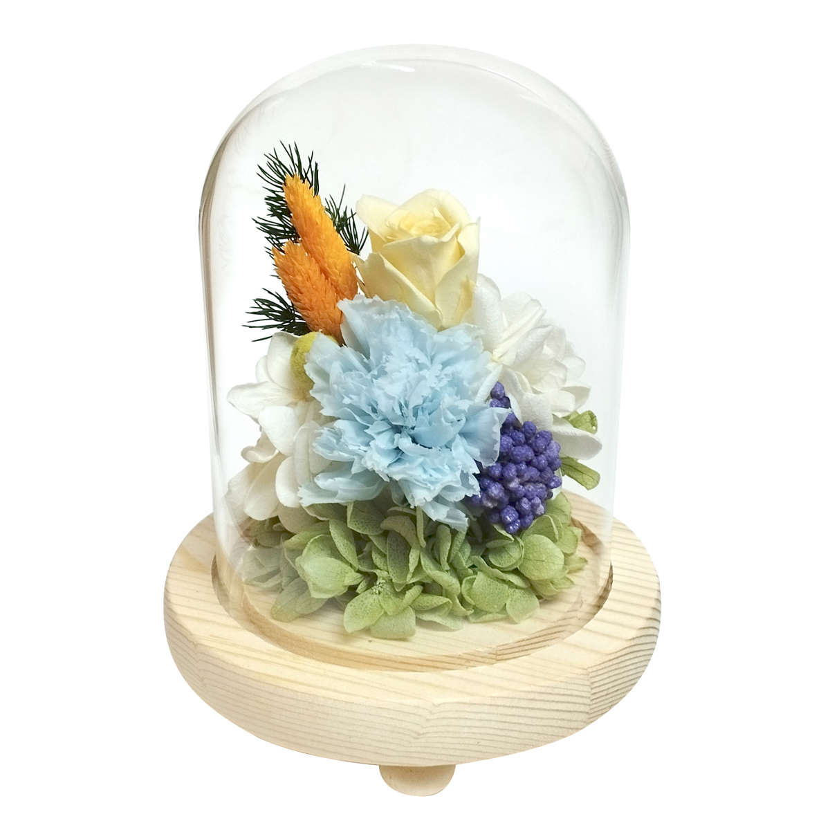 プリザーブドフラワーアレンジメント 仏花　一対　ガラスドーム仏花 供え花 仏花 ガラス ドームアレンジメント プリザーブドフラワー