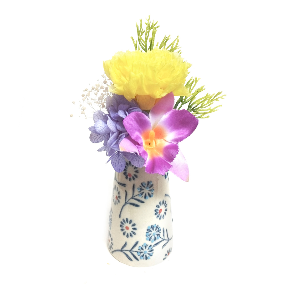 仏花 供え花 ミニ仏花 想花 花器付き （ プリザーブドフラワー 造花