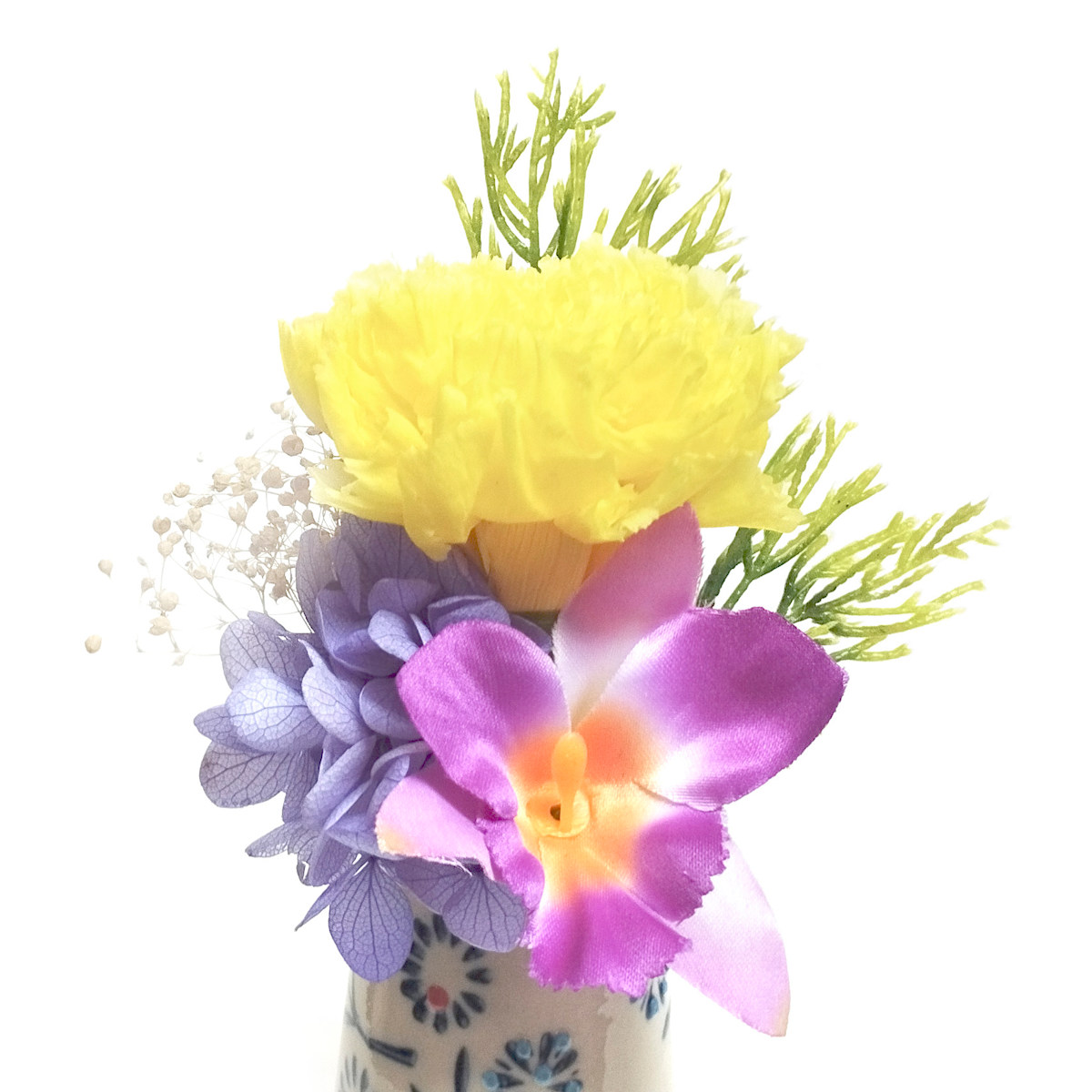 仏花 供え花 ミニ仏花 想花 花器付き （ プリザーブドフラワー 造花