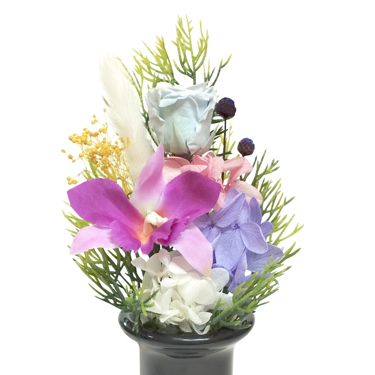 仏花 供え花 ミニ仏花 陽葵 花器付き （ プリザーブドフラワー 造花