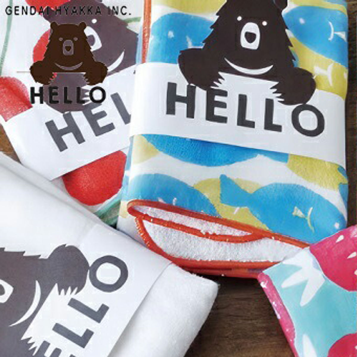 現代百貨 ミニタオル 25×25cm タオルハンカチ HELLO BEAR （ タオル