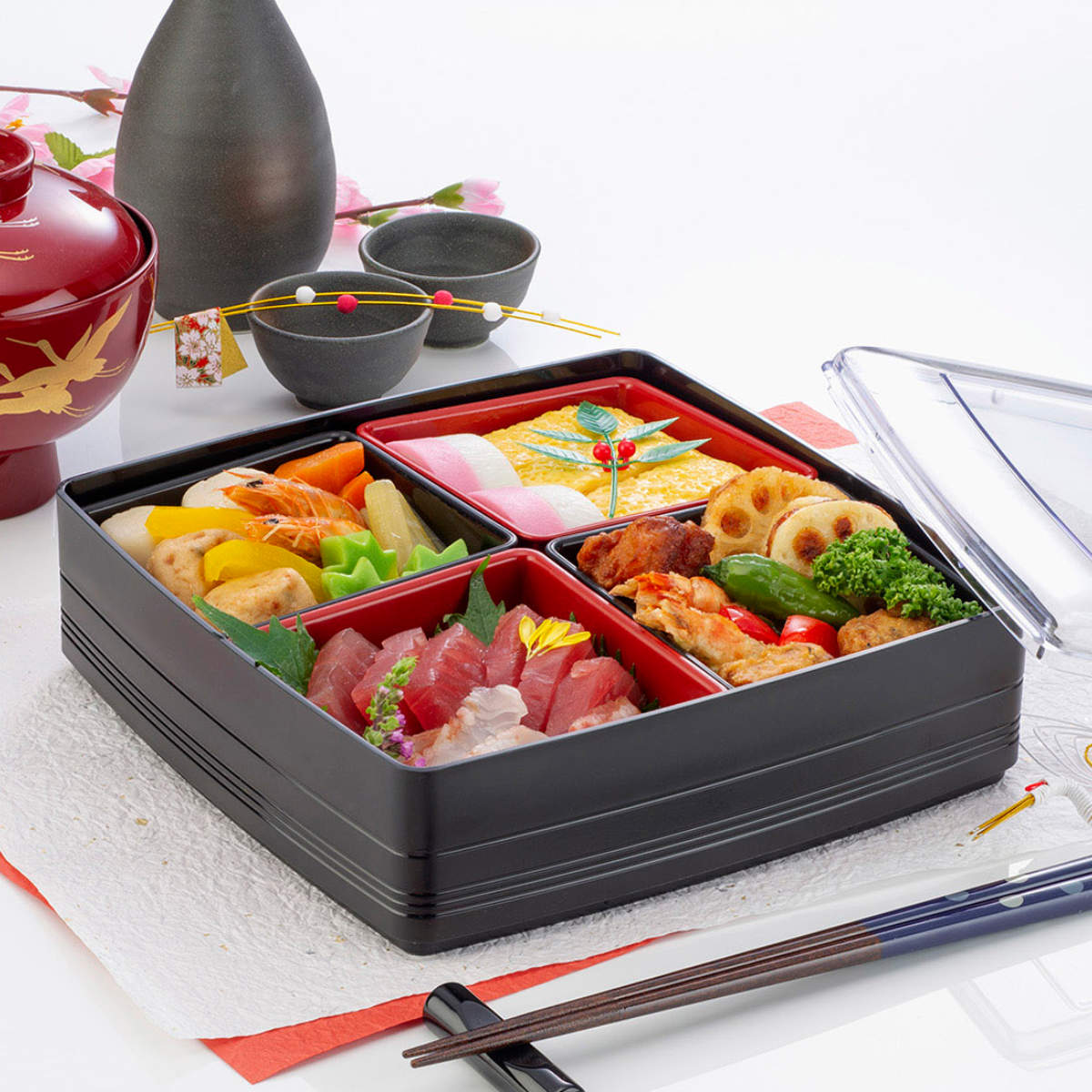 イノマタ化学 お重 彩御膳 1段 （ 御重 ファミリーランチボックス 和風