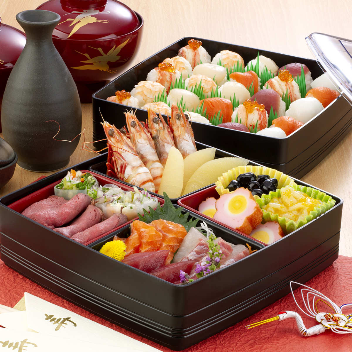 イノマタ化学 お重 彩御膳 2段 （ 御重 ファミリーランチボックス 和風