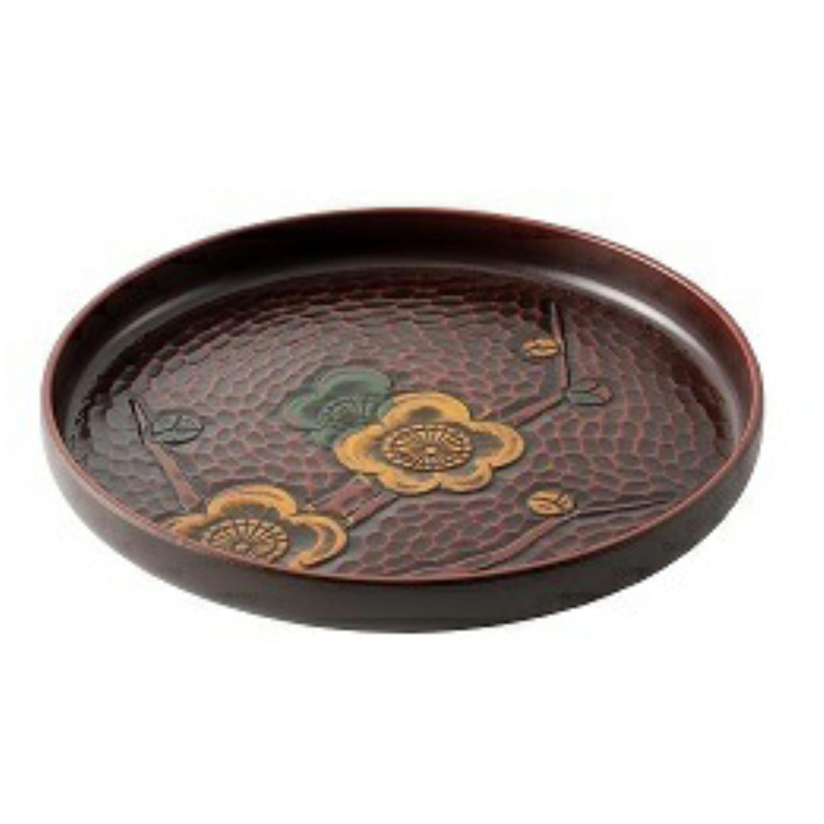 アサヒ興洋 お盆 丸盆 24cm 鎌倉 彫り （ 梅 柿 盆 トレー トレイ