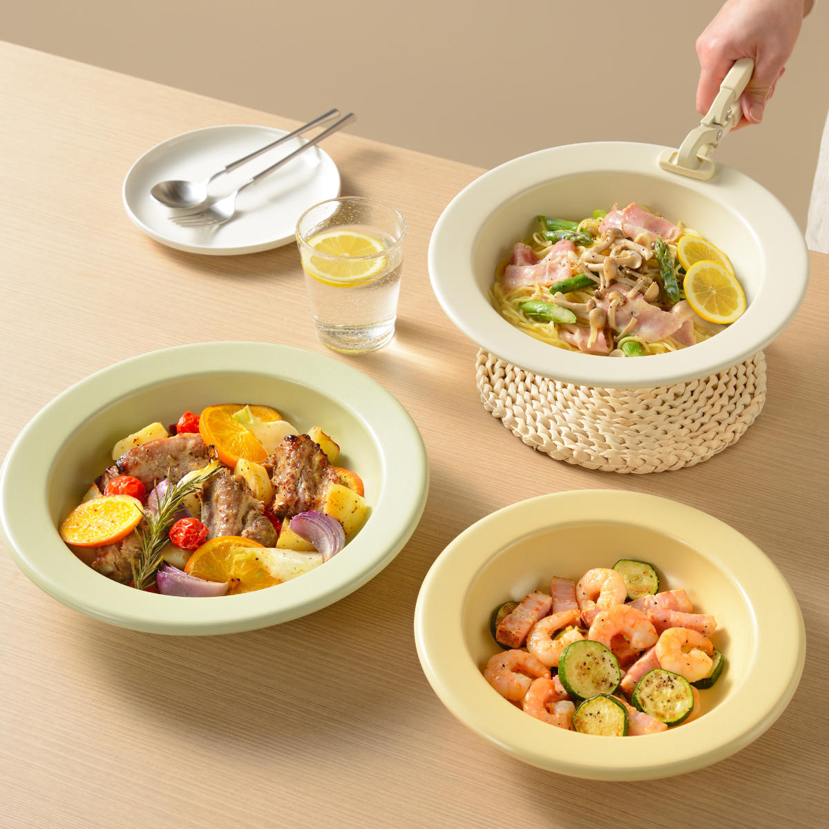 フライパン お皿パン 3点セット 18cm〜20cm IH対応 Hetta セラミック