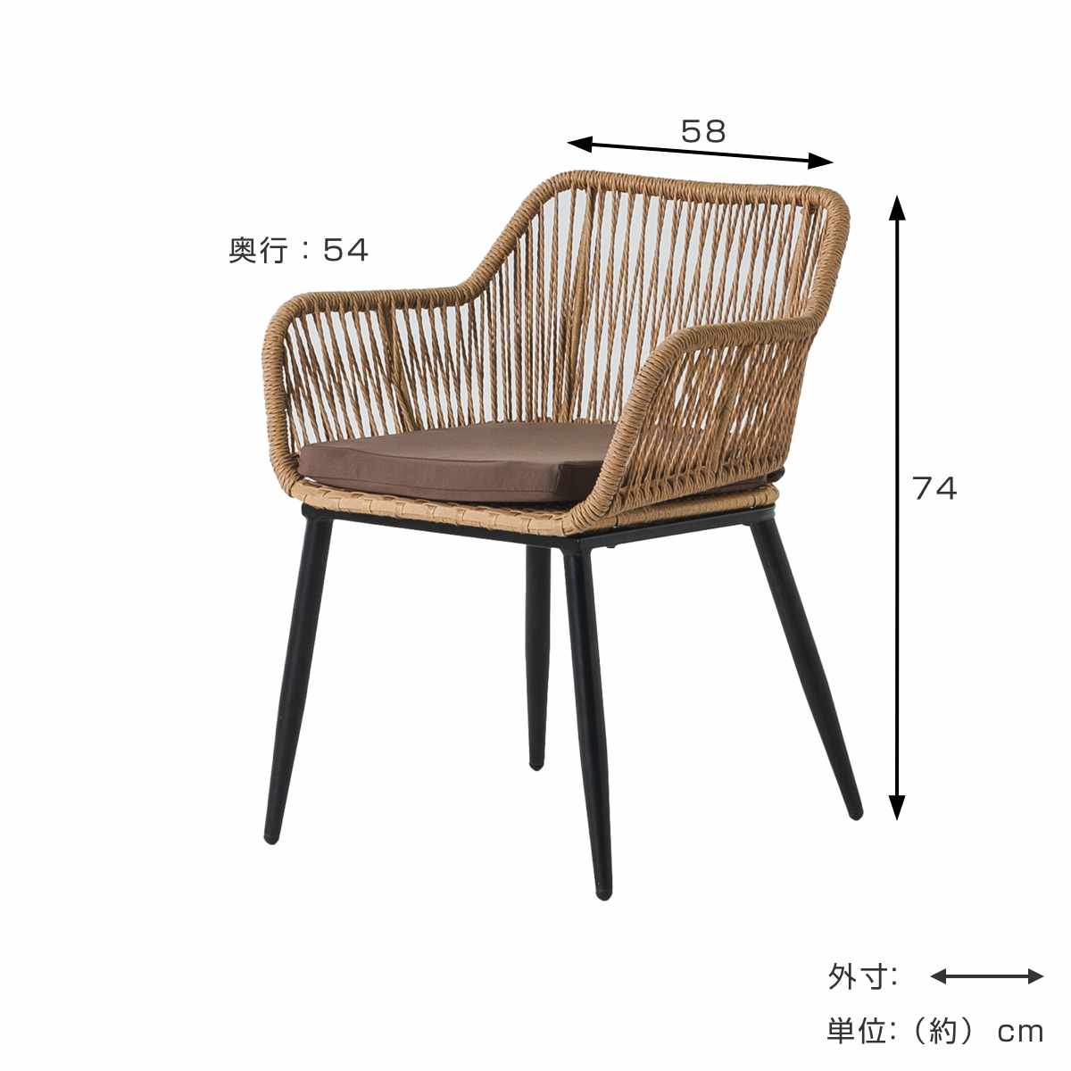 リゾートチェア ラタン調 2脚セット マーレ （ 椅子 ダイニングチェア