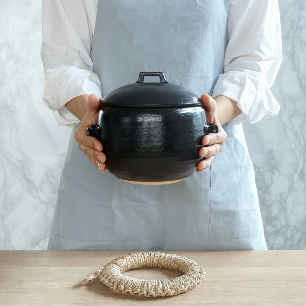 炊飯土鍋 2合炊 直火専用 中蓋付き OKATTE ごはん土鍋 日本製