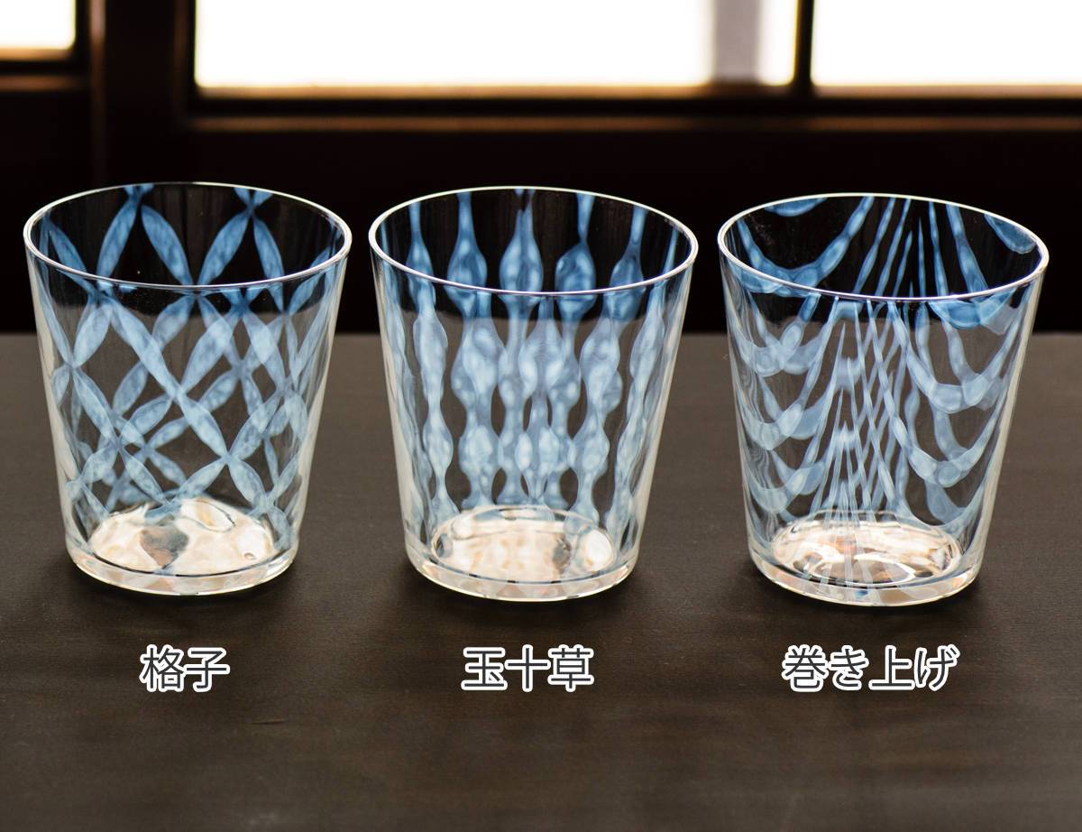 廣田硝子 大正浪漫 タンブラー 300ml （ 格子 玉十草 巻き上げ ガラス 