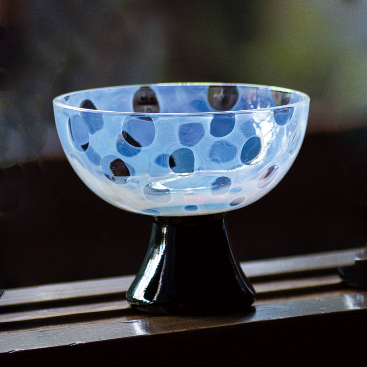 廣田硝子 杯 台付き 酒杯 市松 水玉 十草 （ ガラス 日本製 盃 酒器