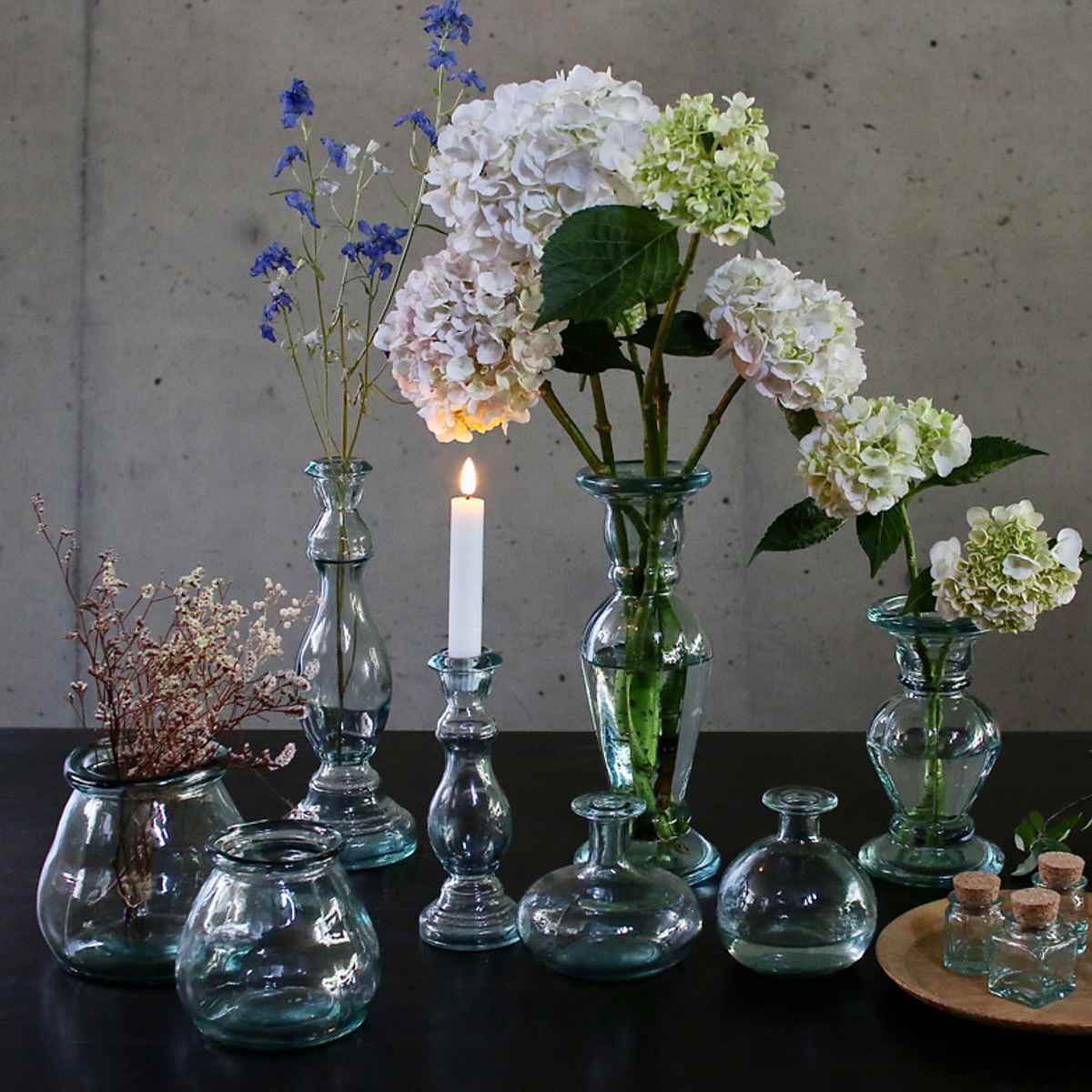 花瓶 リサイクルガラス FLORERO BOTELLA フラスコ （ 花ビン 花びん