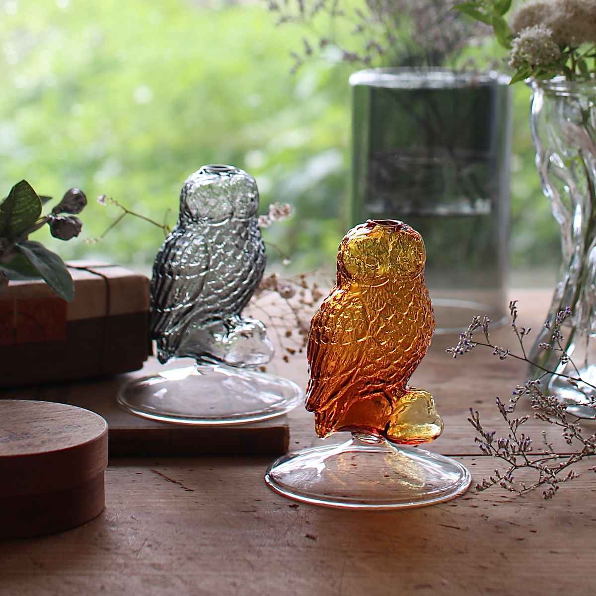 花瓶 ガラス フクロウベース （ 花ビン 花びん 花器 フラワーベース