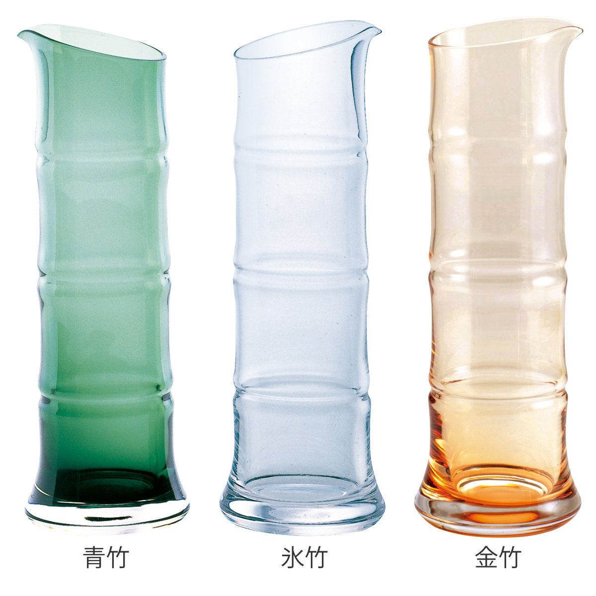 廣田硝子 徳利 長片口 大 青竹 氷竹 （ ガラス 日本製 2合 酒器 長注器