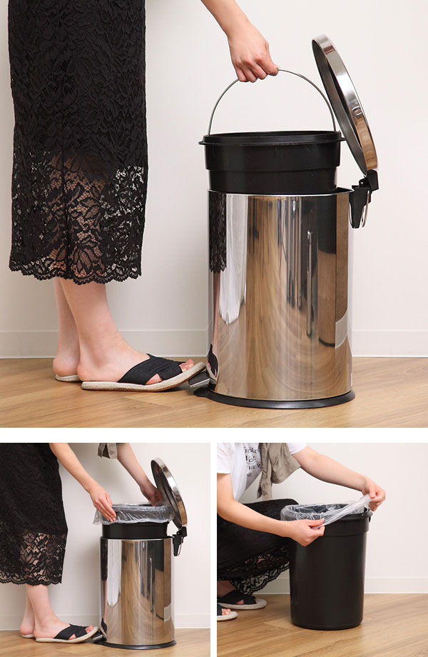 パール金属 ゴミ箱 20L ふた付き ペダル ステンレス 丸型 （ 20