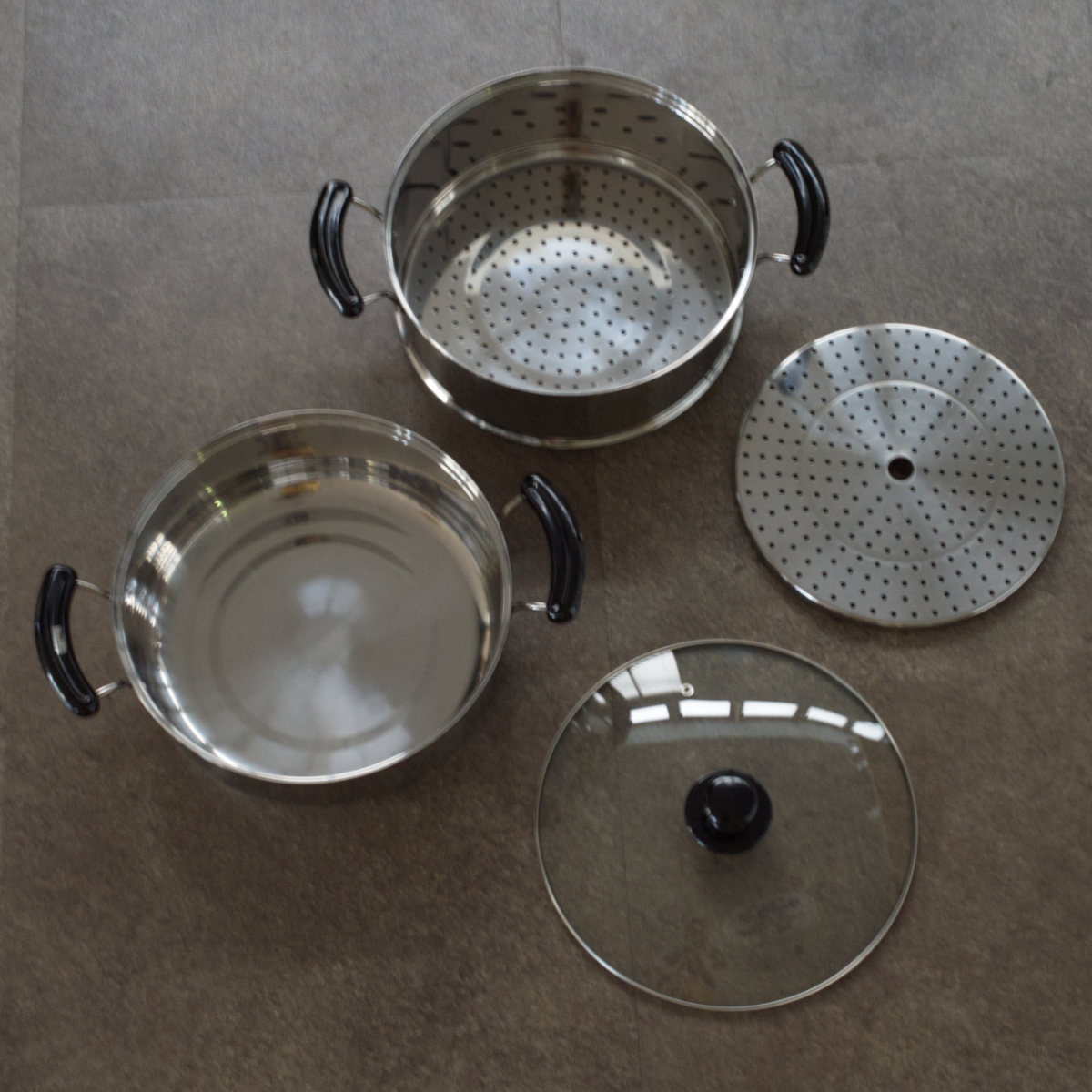 パール金属 2段蒸し器 30cm IH対応 だんらん 目皿付き ガラス蓋付き