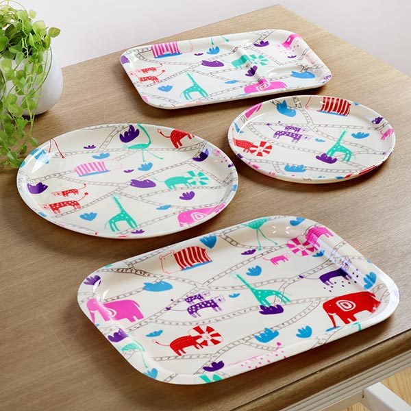 ラウンドトレー 30cm トレー isso ecco Animal ノンスリップ お盆