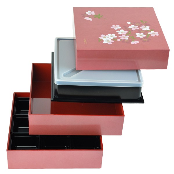 ランチボックス お弁当箱 宇野千代 18cm オードブル重 三段 あけぼの桜 