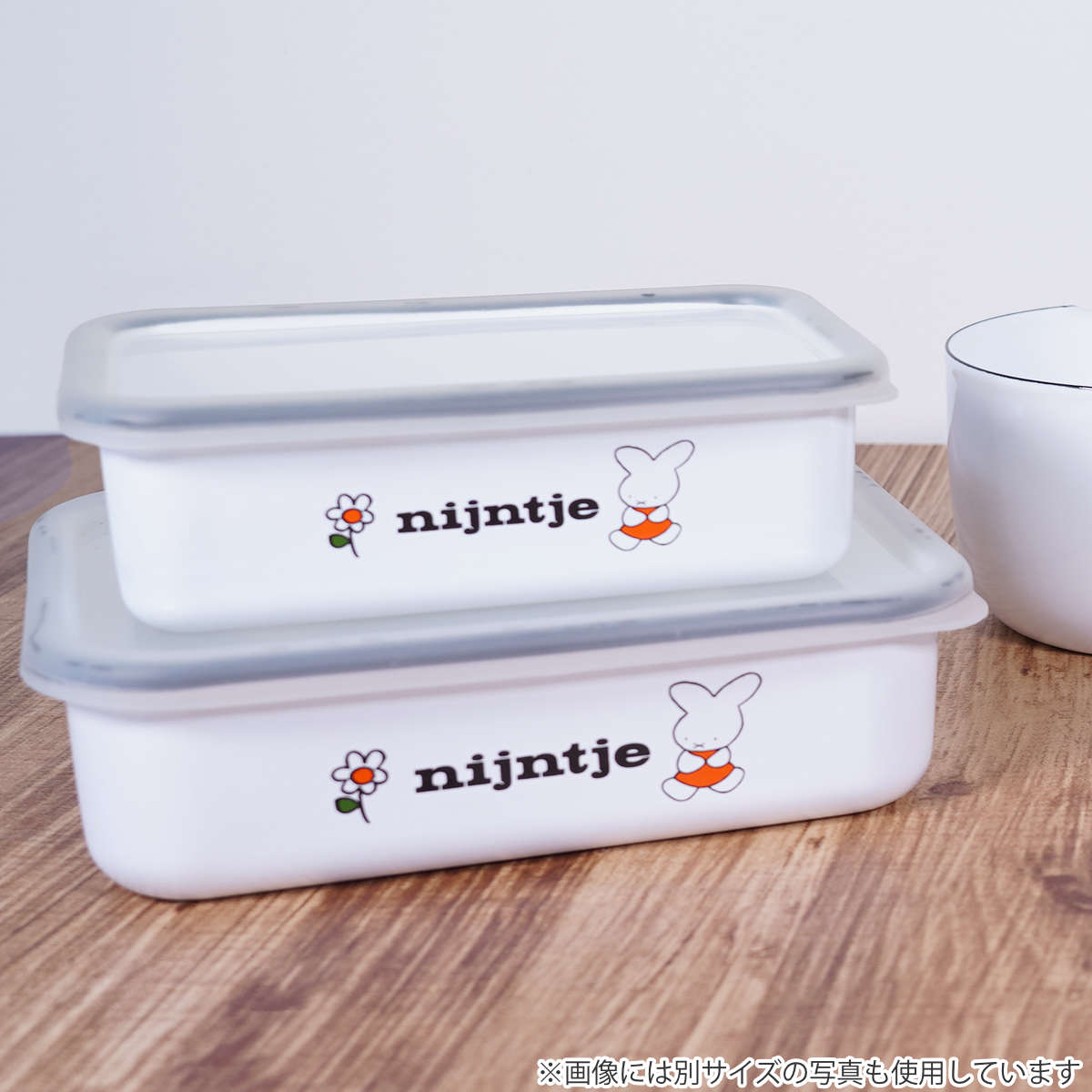 富士ホーロー 保存容器 ナインチェ 浅型 角容器 L ホーロー （ miffy