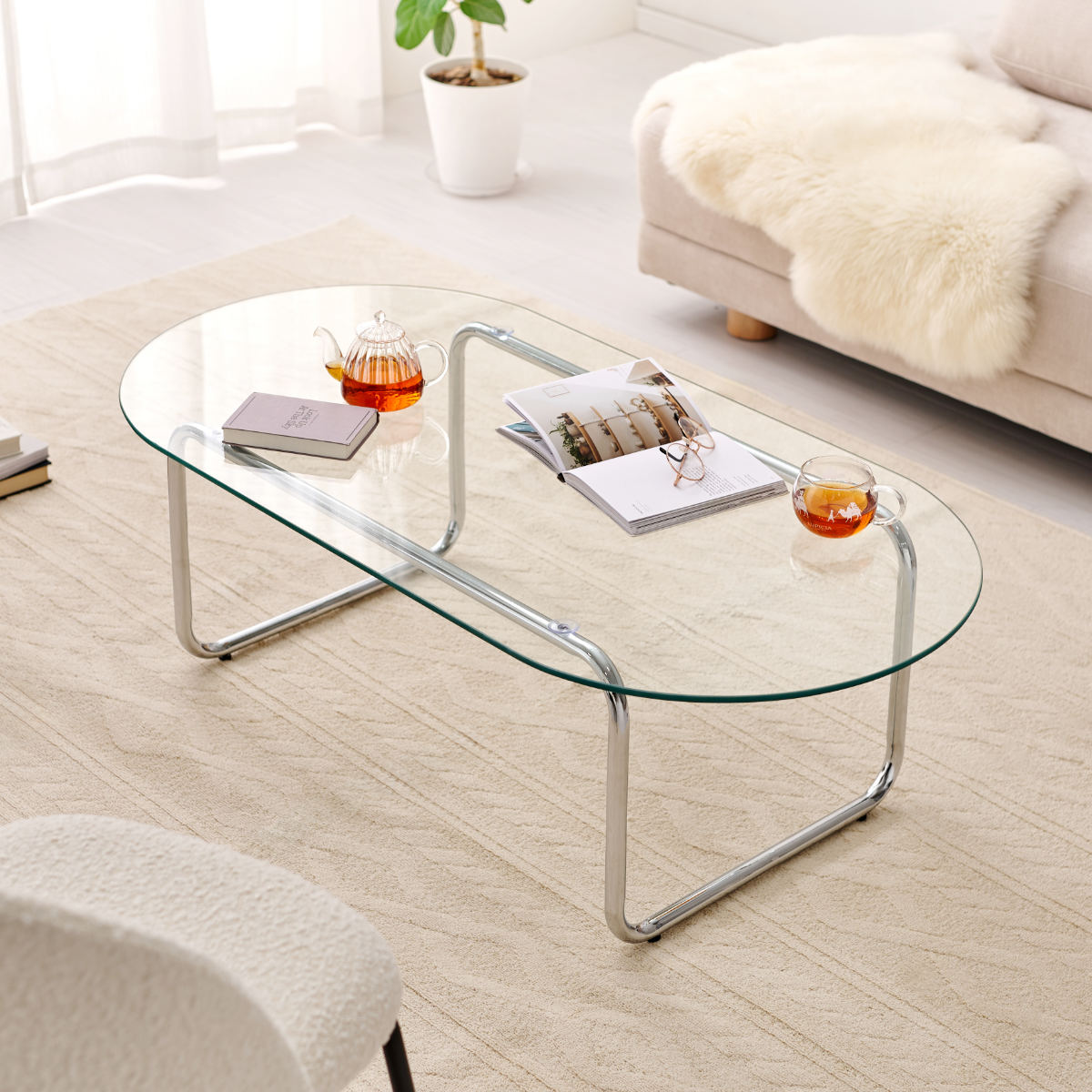 ガラステーブル センターテーブル リビングテーブル 楕円 クリア×ブラックガラス 楽天市場】センターテーブル ガラス 楕円 幅90cm おしゃれ ロー