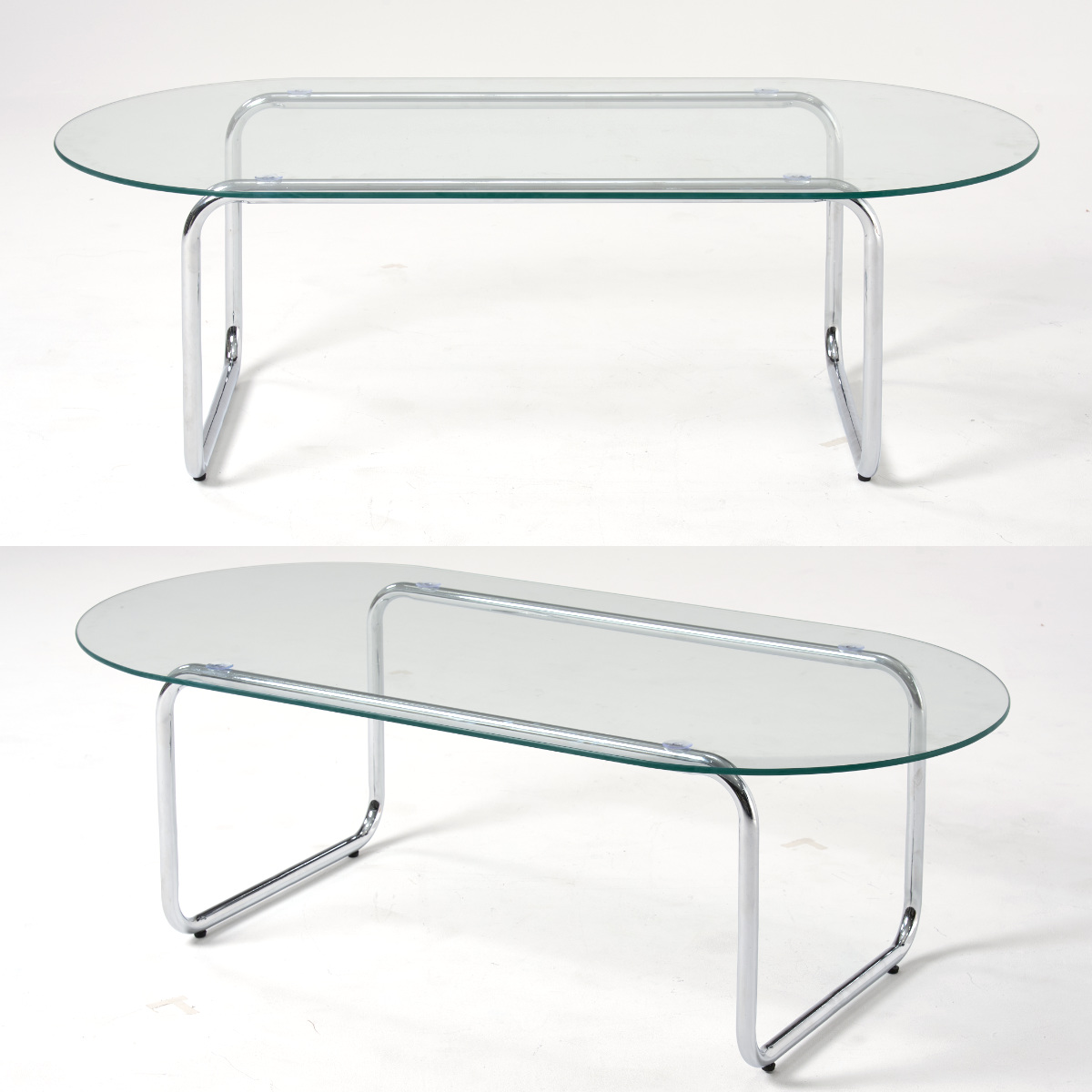 HAGiHARA（萩原） リビングテーブル 楕円 ガラス 幅120cm センター