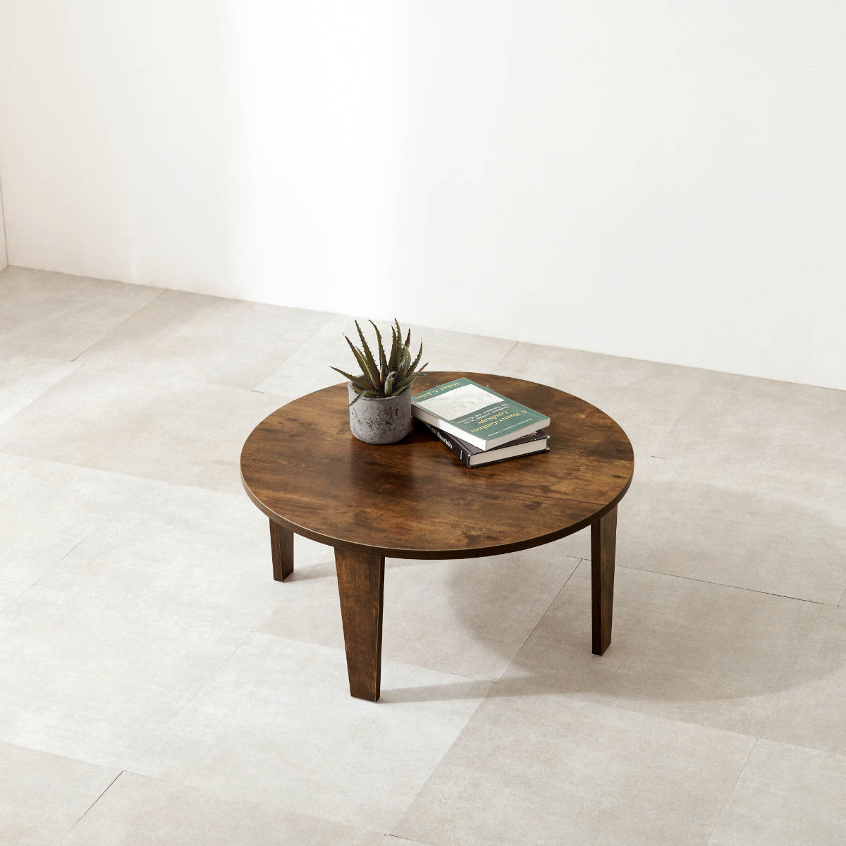 ローテーブル 円形 直径68cm 折りたたみ 座卓 （ 完成品 木目 石目