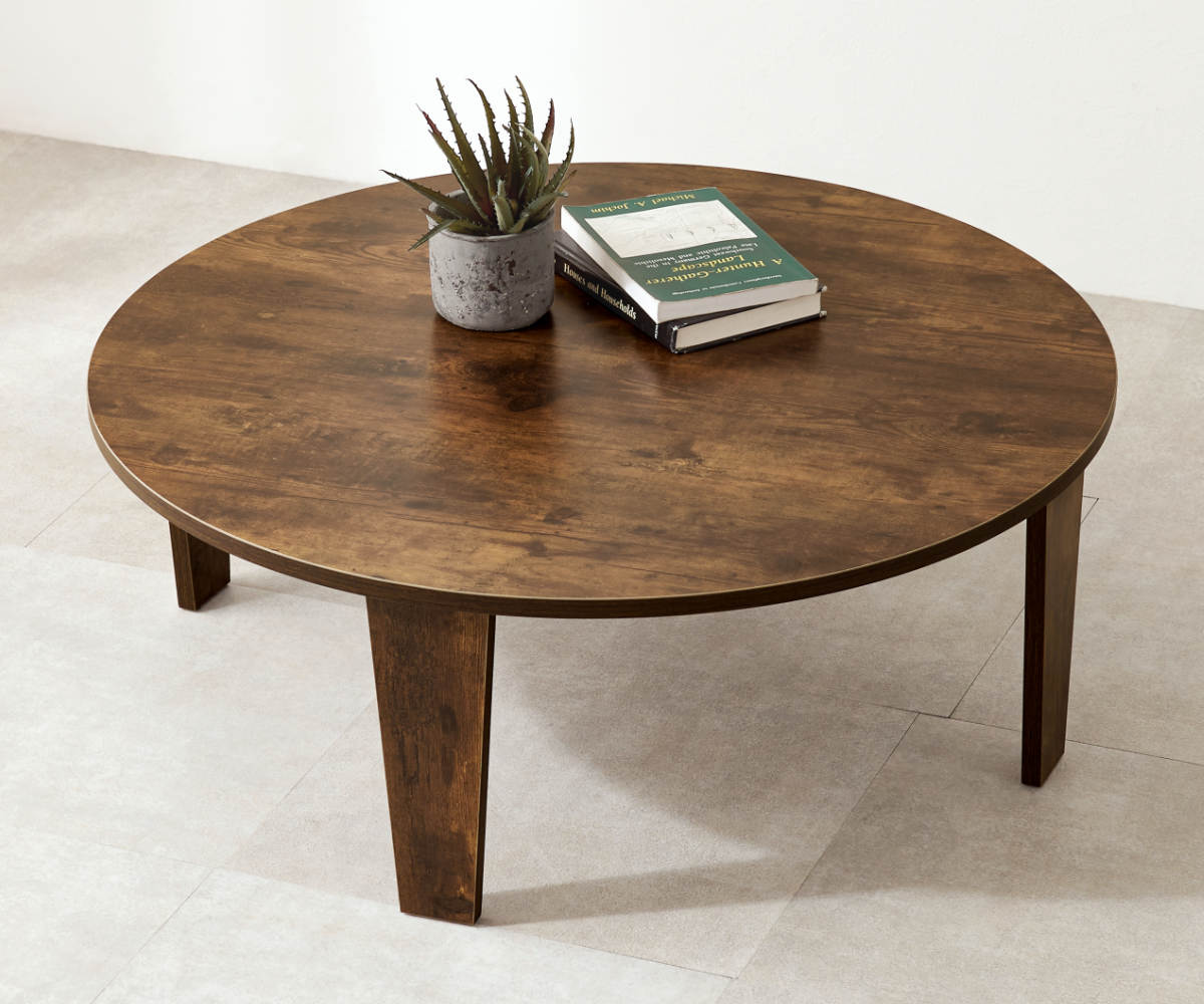 ローテーブル 円形 直径88cm 折りたたみ 座卓 （ 完成品 木目 石目