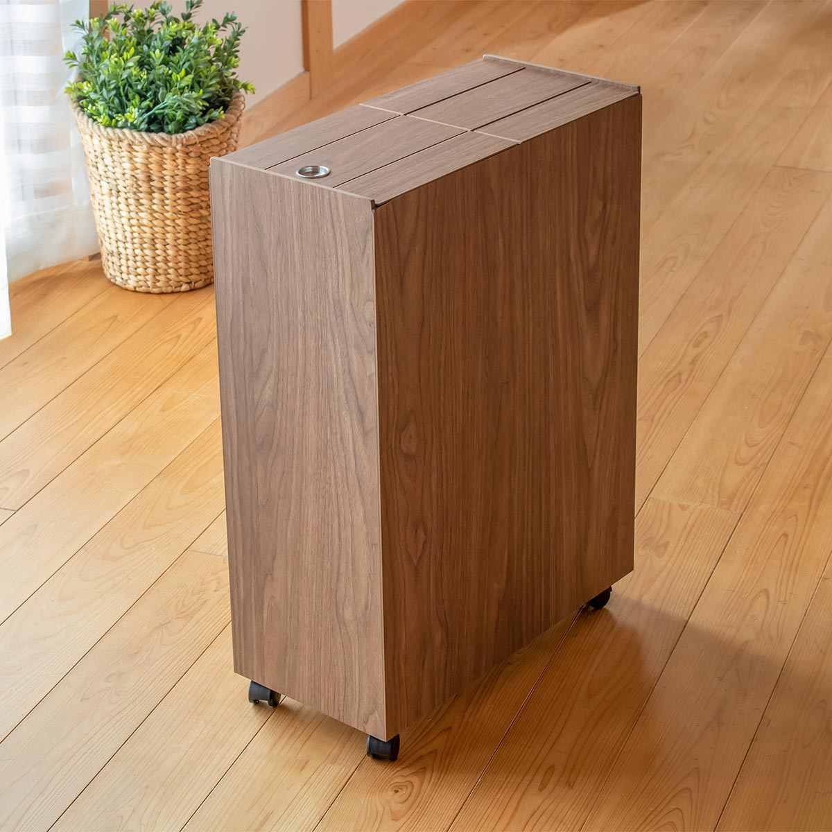 ゴミ箱 45L BOSK 木製 （ ごみ箱 45リットル 木目 ふた付き スリム 幅