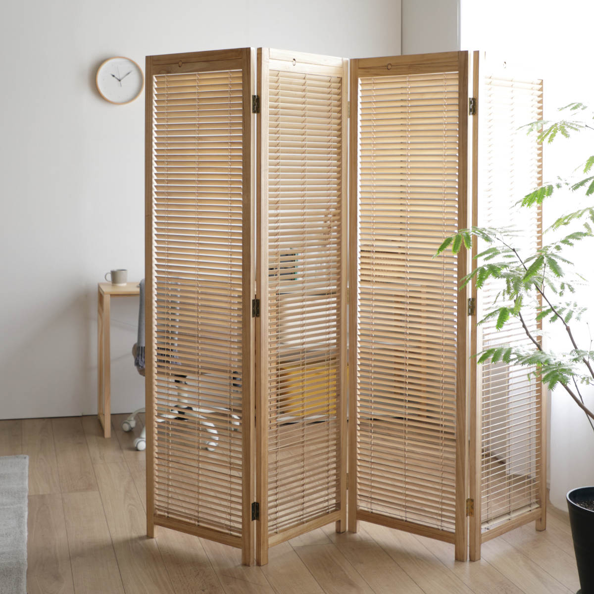 弘益 衝立 4連 高さ172cm ナチュラル ルーバータイプ