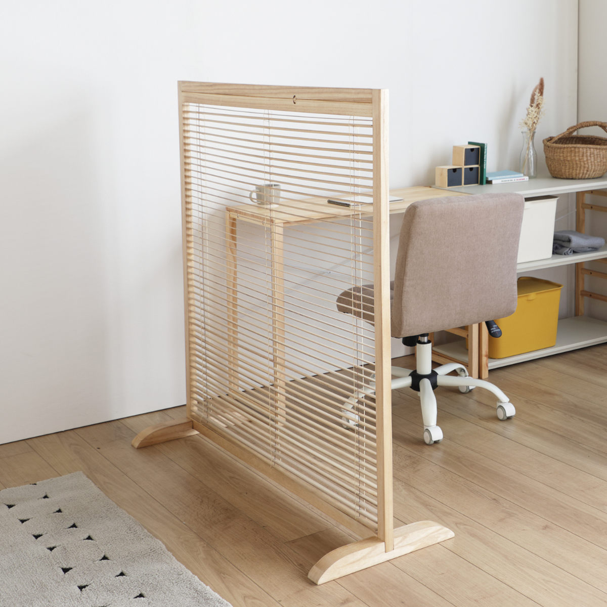 弘益 衝立 1連 高さ119cm ナチュラル ルーバータイプ