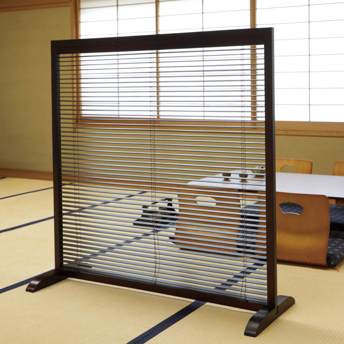 弘益 衝立 1連 高さ119cm ブラウン ルーバータイプ （ パーテーション