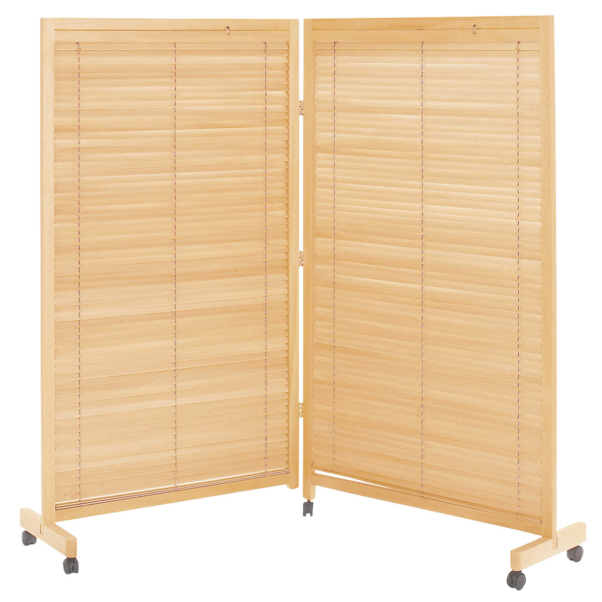 弘益 衝立 2連 高さ155cm 天然木 桐 折りたたみ ルーバタイプ 間仕切り