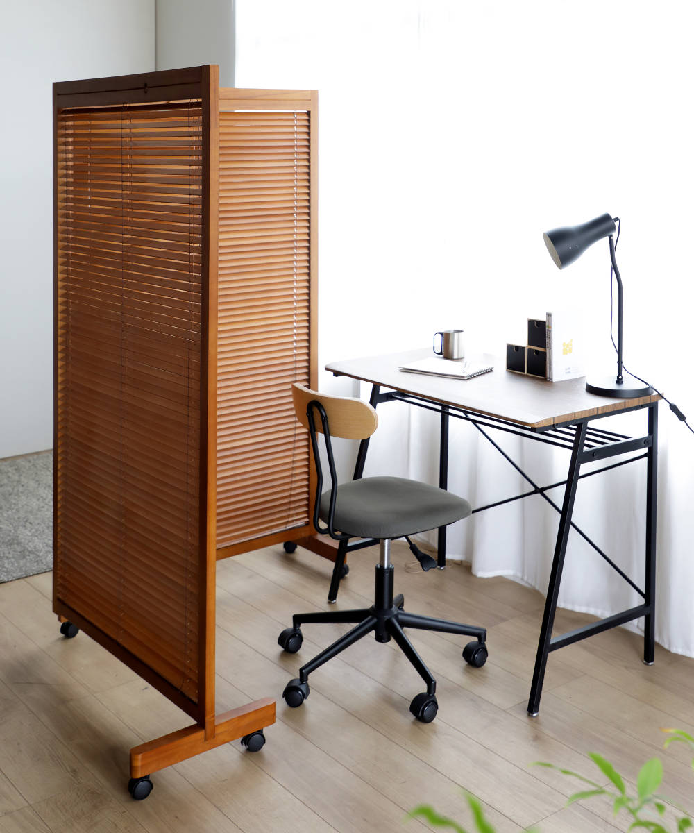 弘益 衝立 2連 高さ155cm 天然木 桐 折りたたみ ルーバタイプ 間仕切り