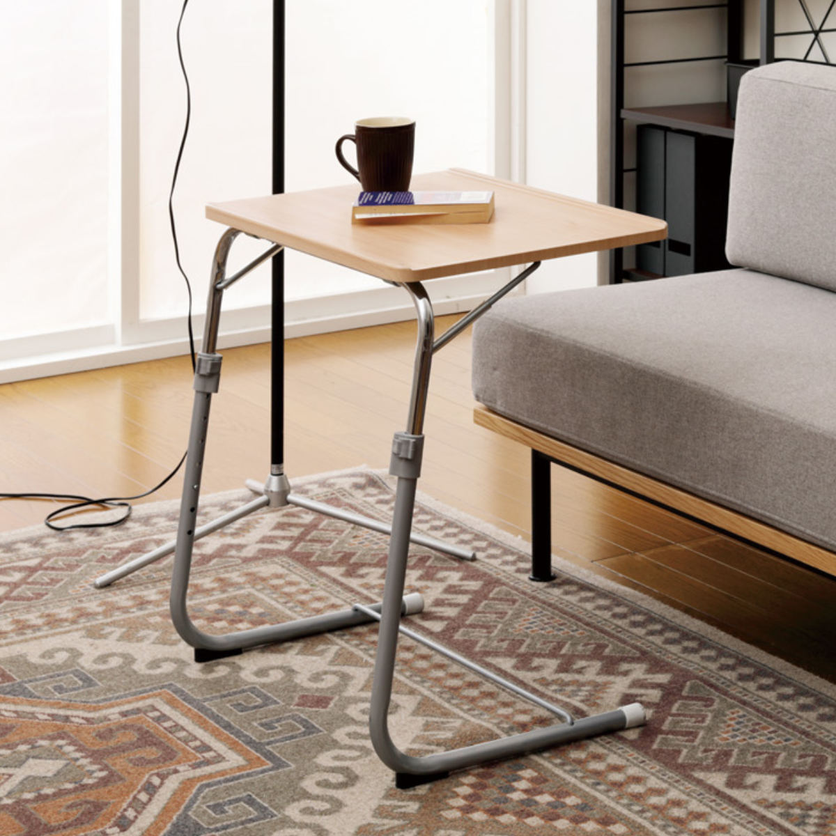 弘益 サイドテーブル 高さ56〜87cm 高さ調整 角度調整 ナチュラル