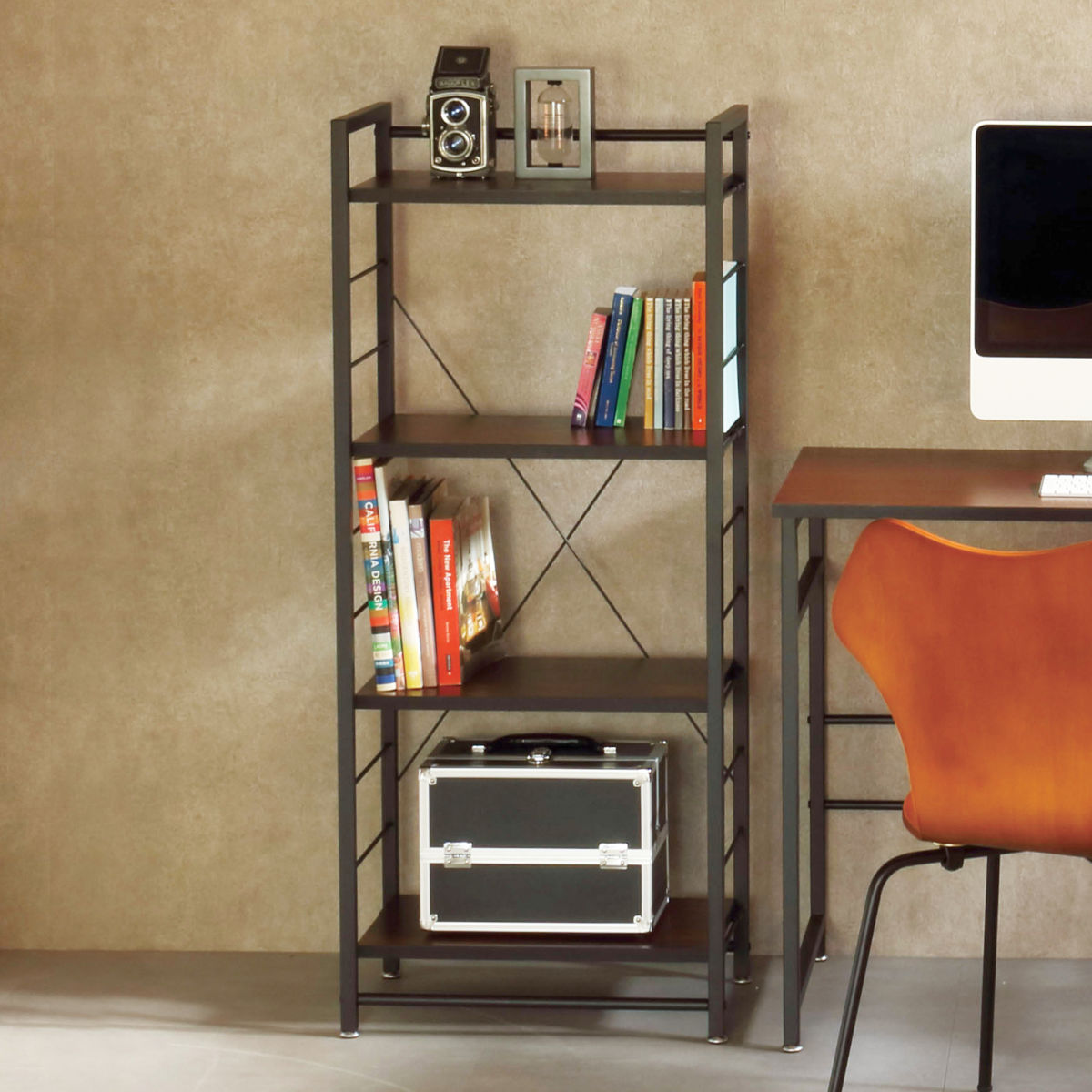 弘益 オープンラック 本棚 4段 ストーク 幅50cm ダークブラウン （ 棚