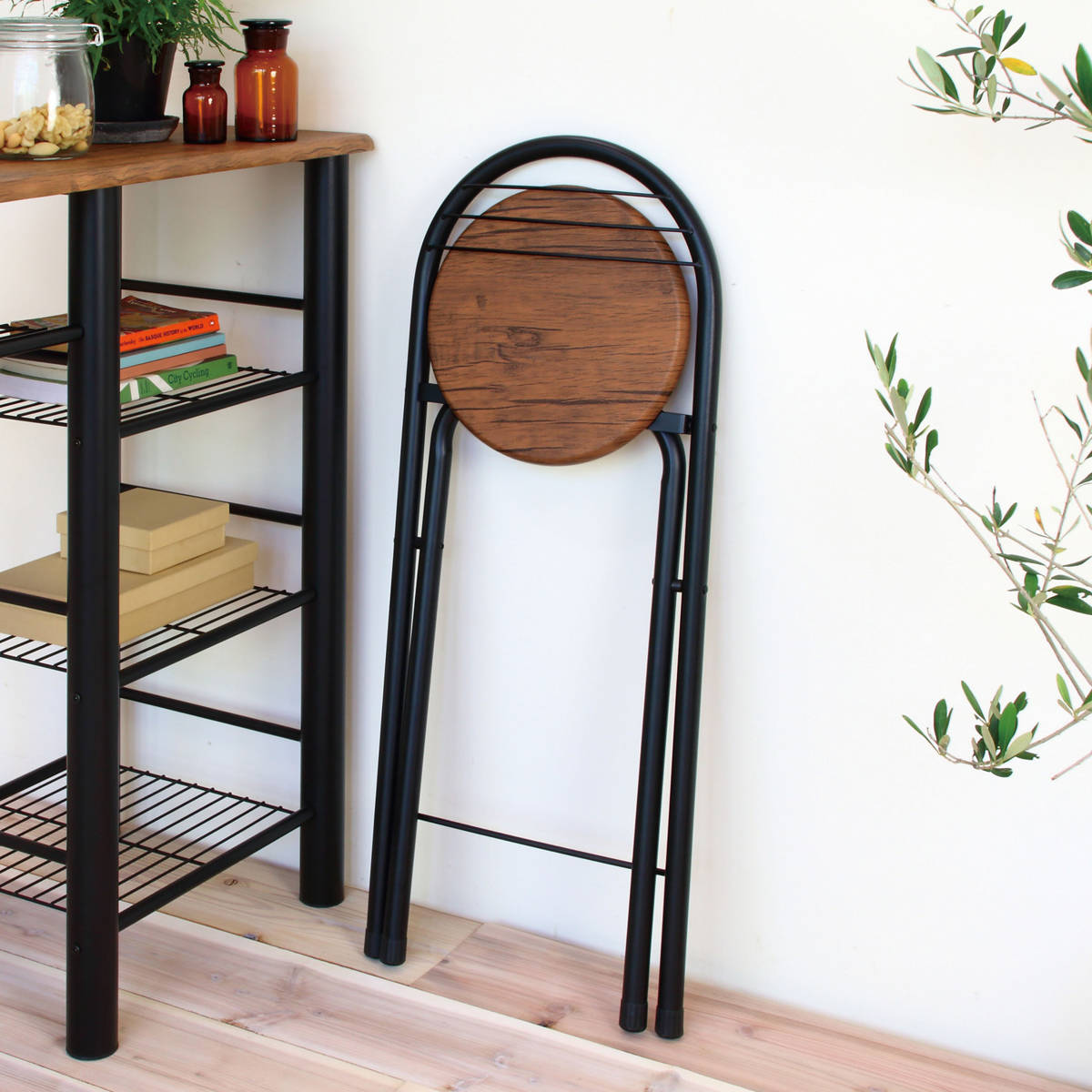 弘益 ハイテーブル 3点セット スチールフレーム ハイチェア2脚