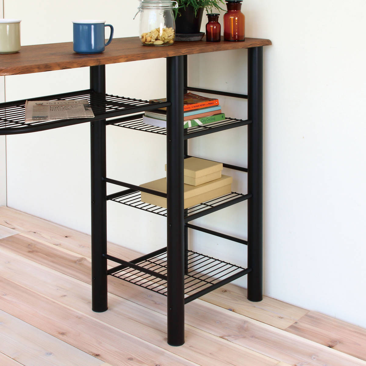 弘益 ハイテーブル 3点セット スチールフレーム ハイチェア2脚