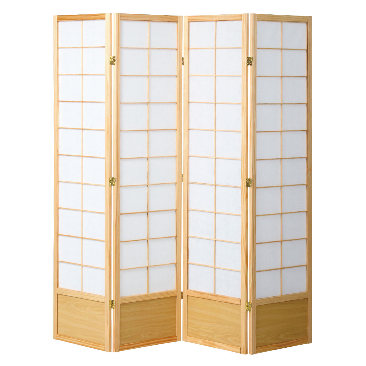 弘益 和風衝立 4連 折りたたみ 高さ180cm 天然木 完成品 不織布