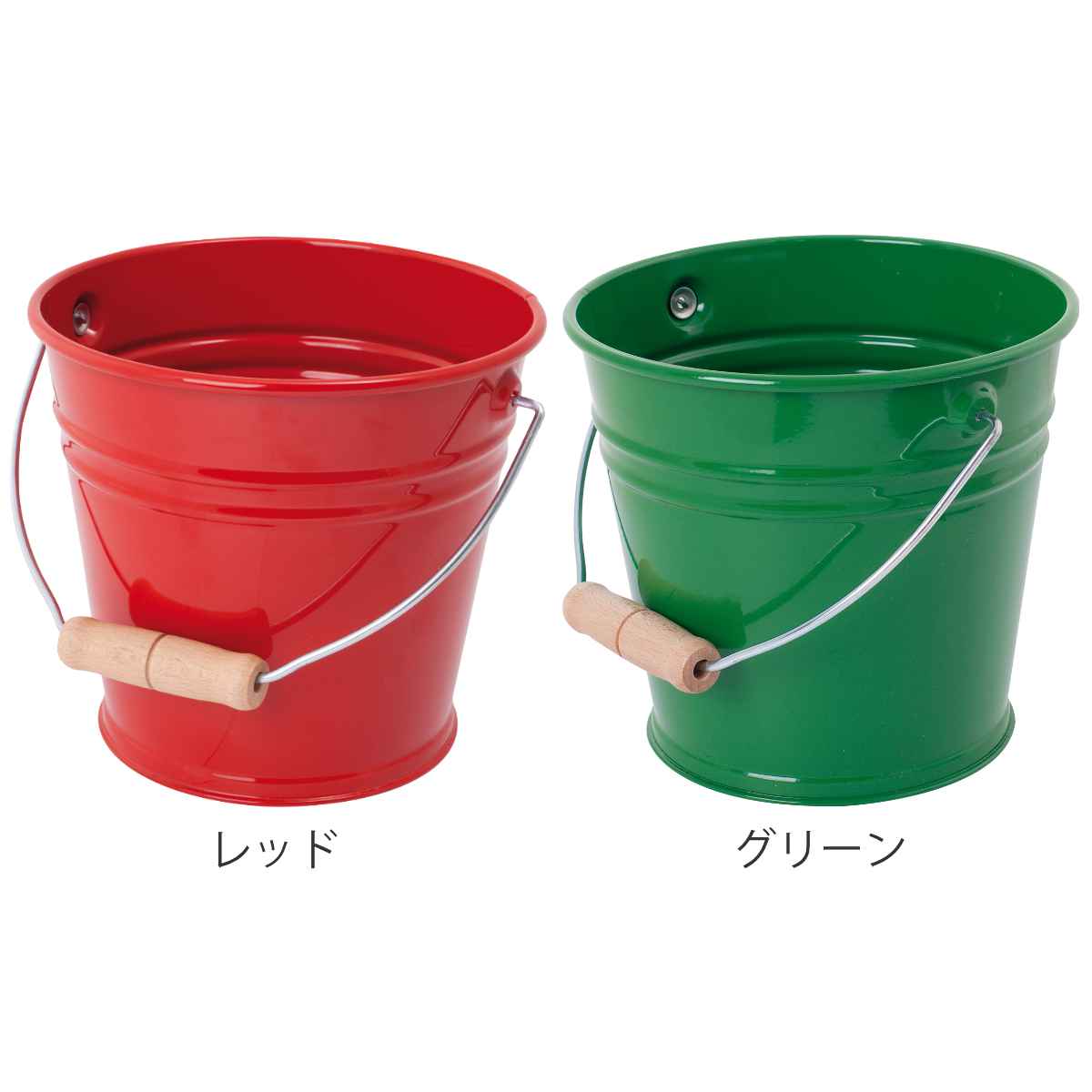 レトロな金属製バケツ 2個セット グリーン REDECKER（レデッカー） バケツ 天然素材 15.5cm おしゃれ （ ばけつ