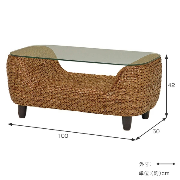 HAGiHARA（萩原） ローテーブル 幅100cm ガラス天板 完成品 ウォーター