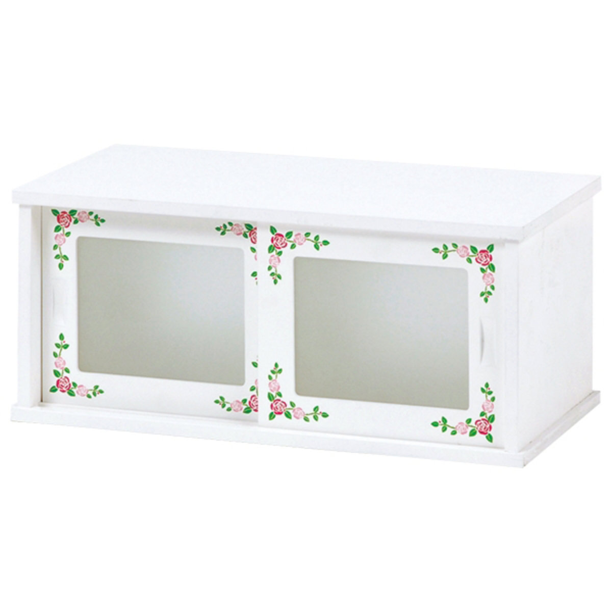 ガラスケース アンティーク調 カウンター上収納 花柄 幅50cm