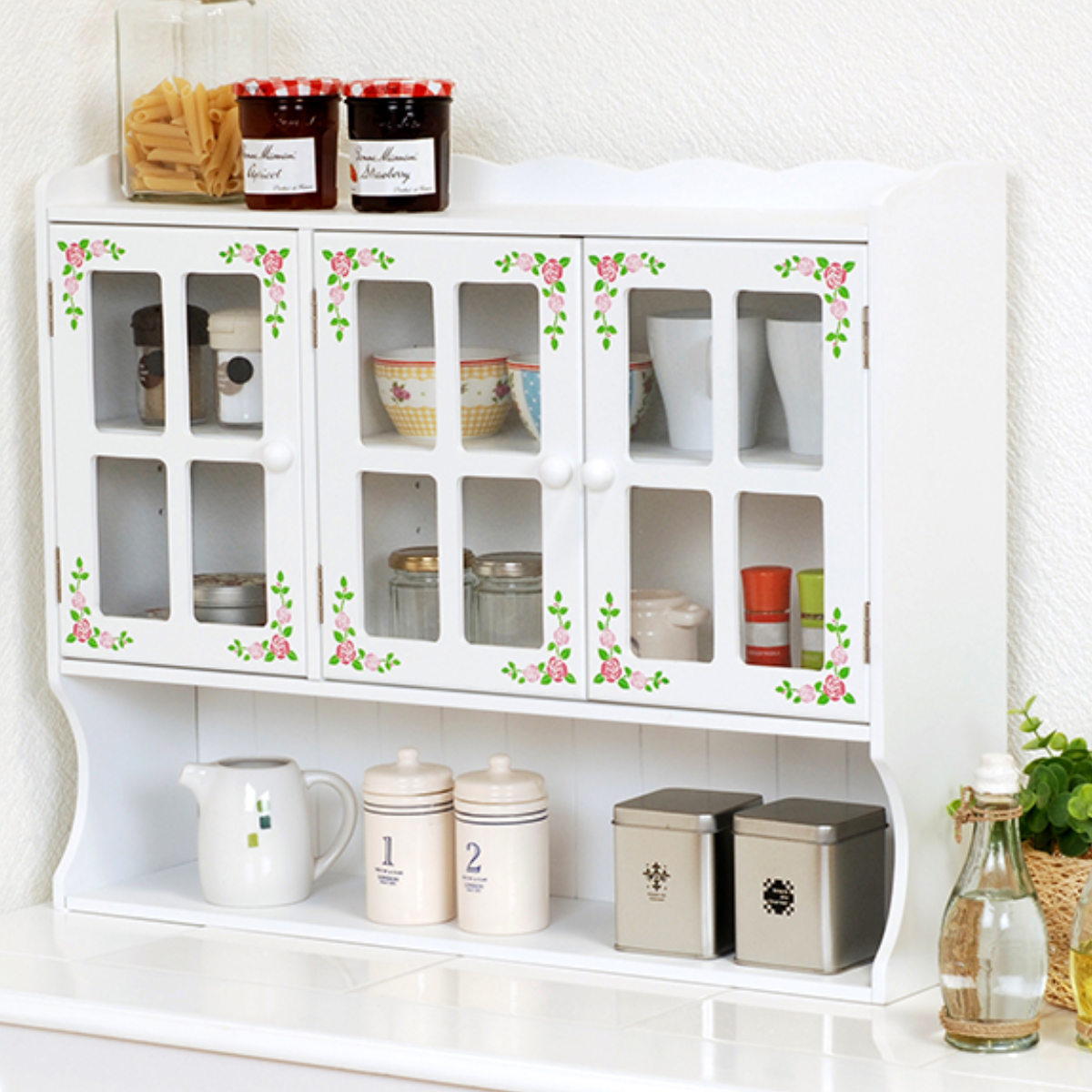 HAGiHARA（萩原） 調味料ラック 3段 アンティーク調 キッチン収納 花柄