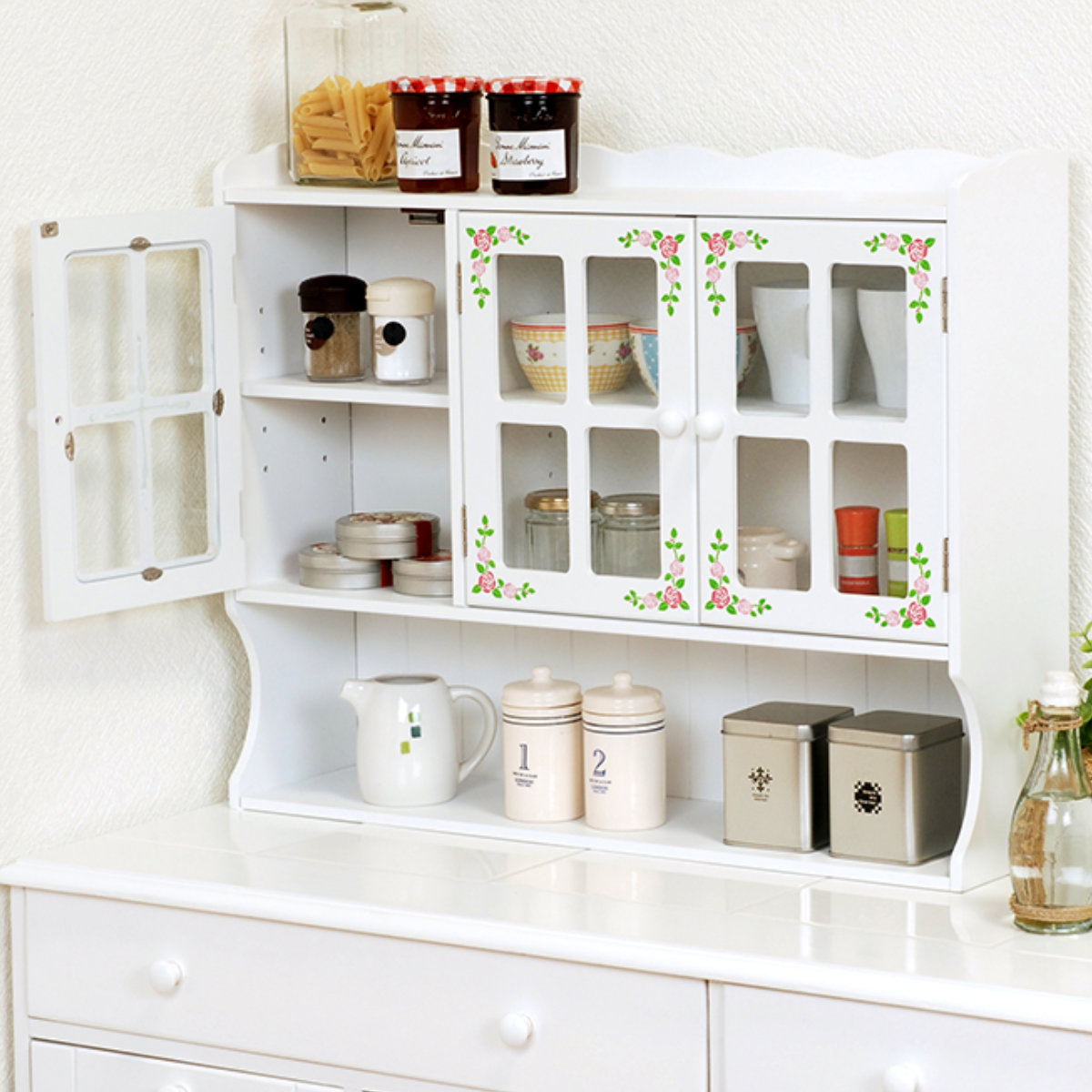 HAGiHARA（萩原） 調味料ラック 3段 アンティーク調 キッチン収納 花柄