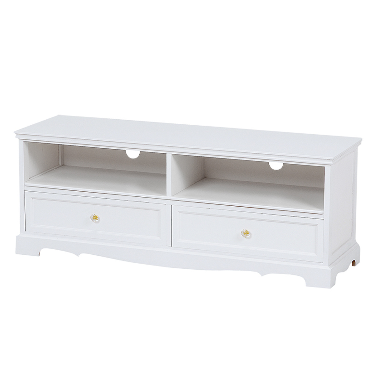 テレビ台 クリスタル調取っ手 引き出し 2杯 幅110cm （ 白家具