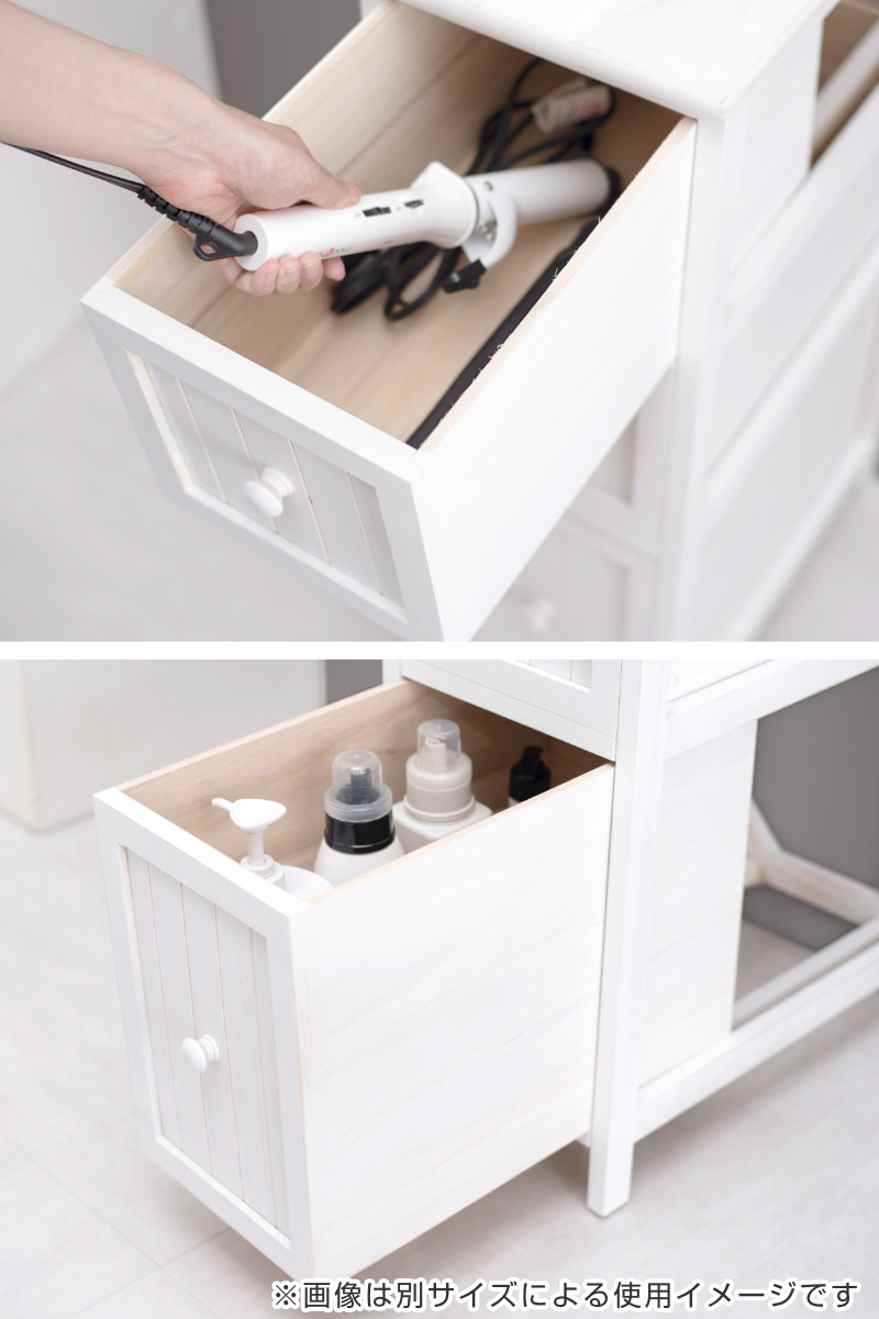 チェスト 3段 シャビーウッド アンティーク調 幅30cm （ サイド