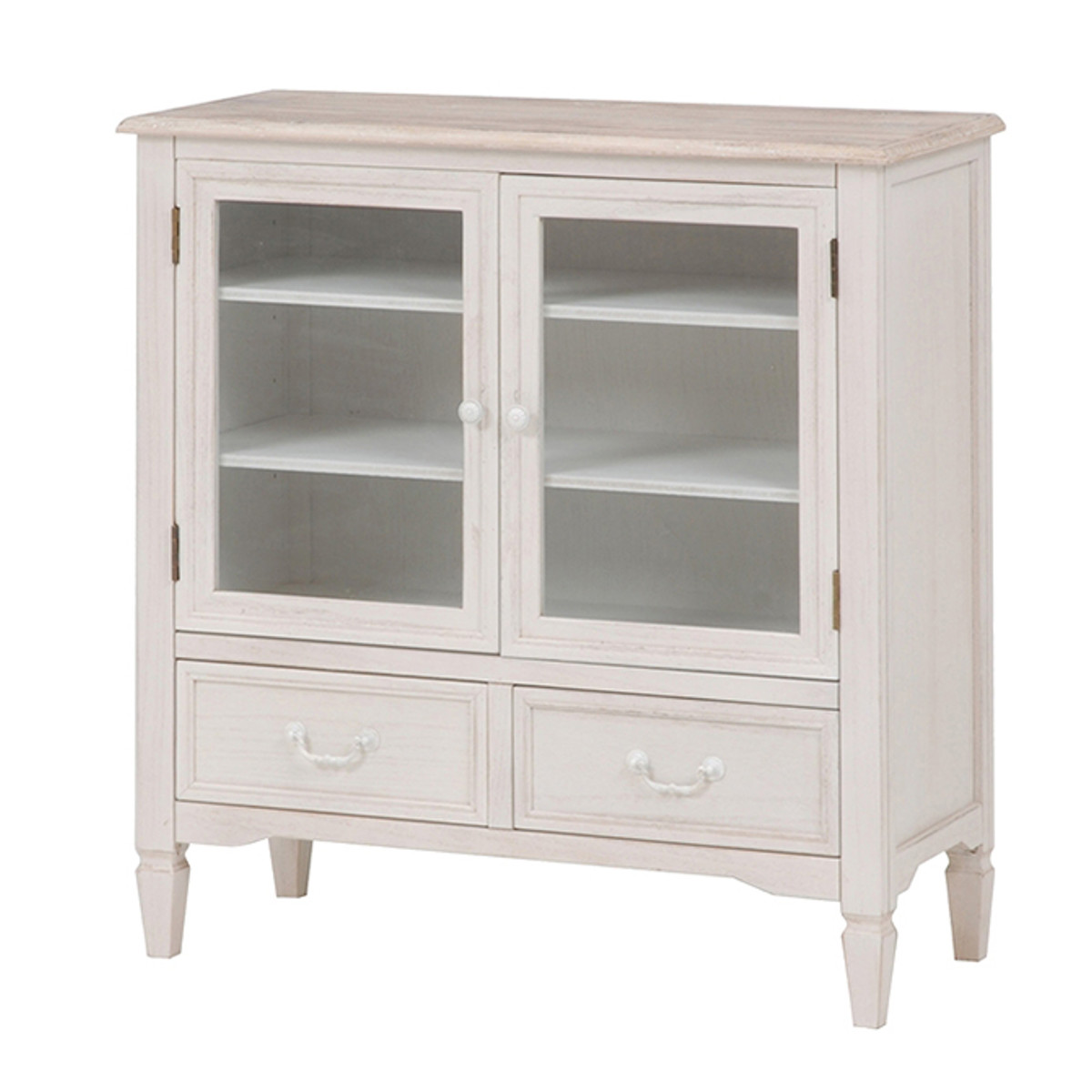 アンティーク調 ガラスキャビネット（スタイル：シャビーシック）の