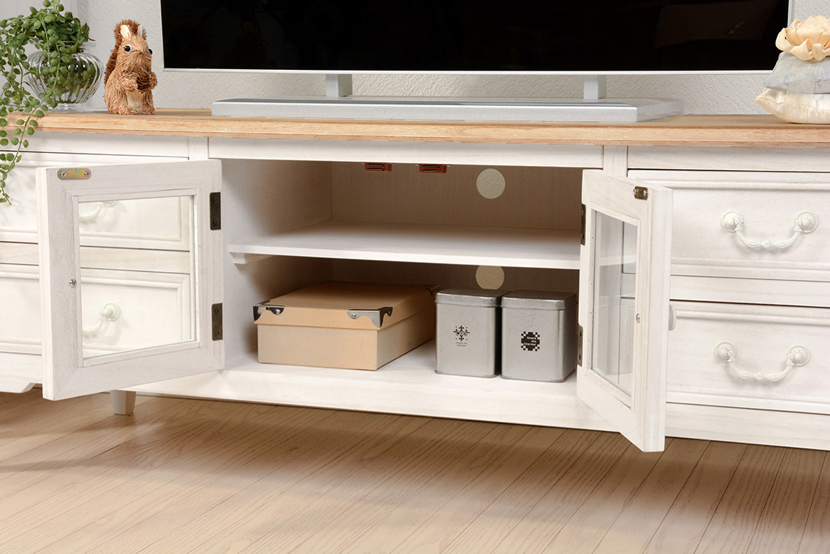 テレビ台 幅120cm 姫系 シャビーテイスト 完成品 ブロカント （ テレビ