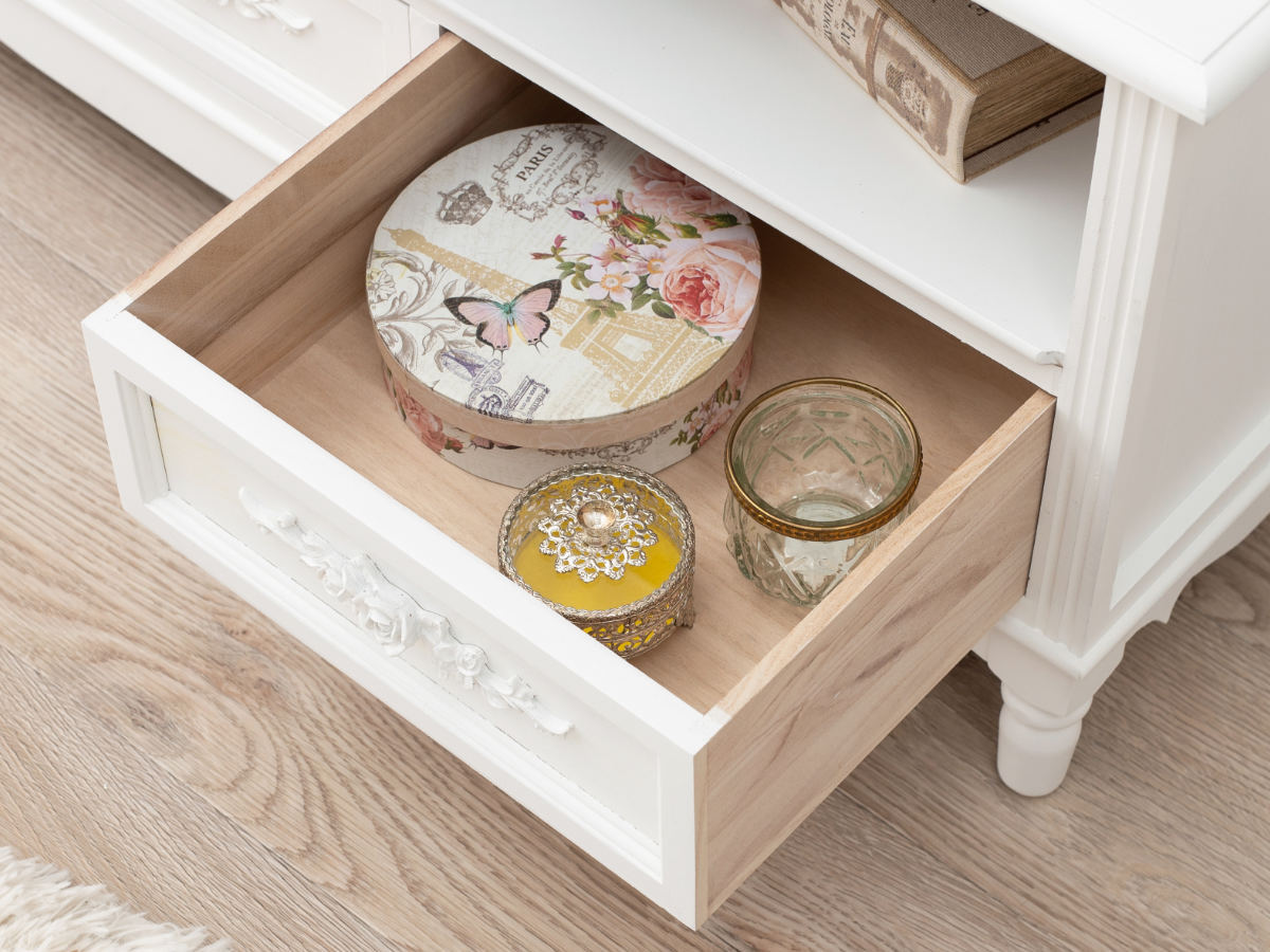 テレビ台 ウッドプロダクツ 引き出し 3杯 幅105cm 足付 ホワイト （ AV