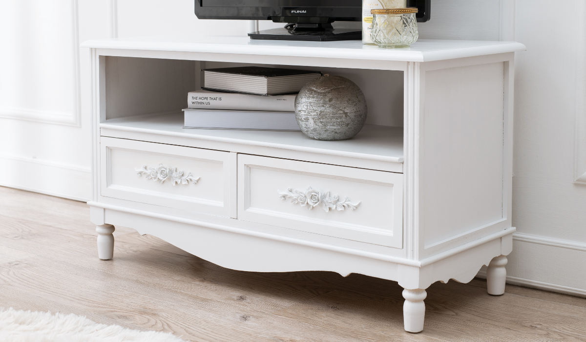 テレビ台 ウッドプロダクツ 引き出し 2杯 幅80cm 足付 ホワイト （ AV