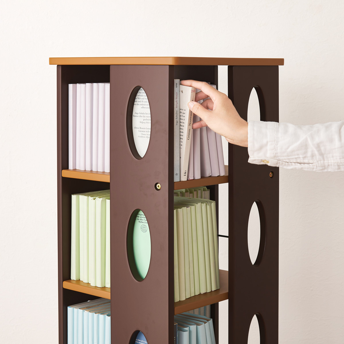 回転式 コミックラック 5段 高さ120cm コミック本約200冊収納 完成品