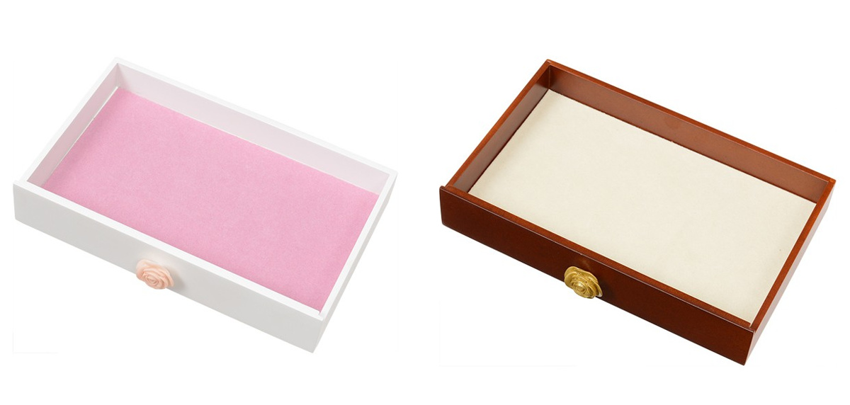 ジュエリーボックス 6段 ミラー付 花型取っ手 幅26cm （ アクセサリー