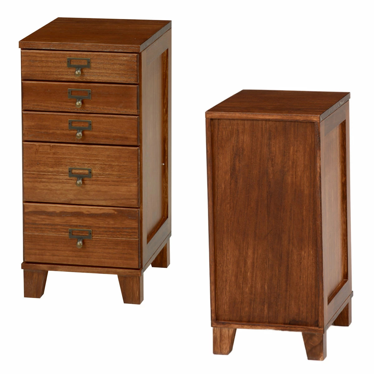 HAGiHARA（萩原） スリムチェスト 幅28cm 5段 天然木 完成品 A4対応